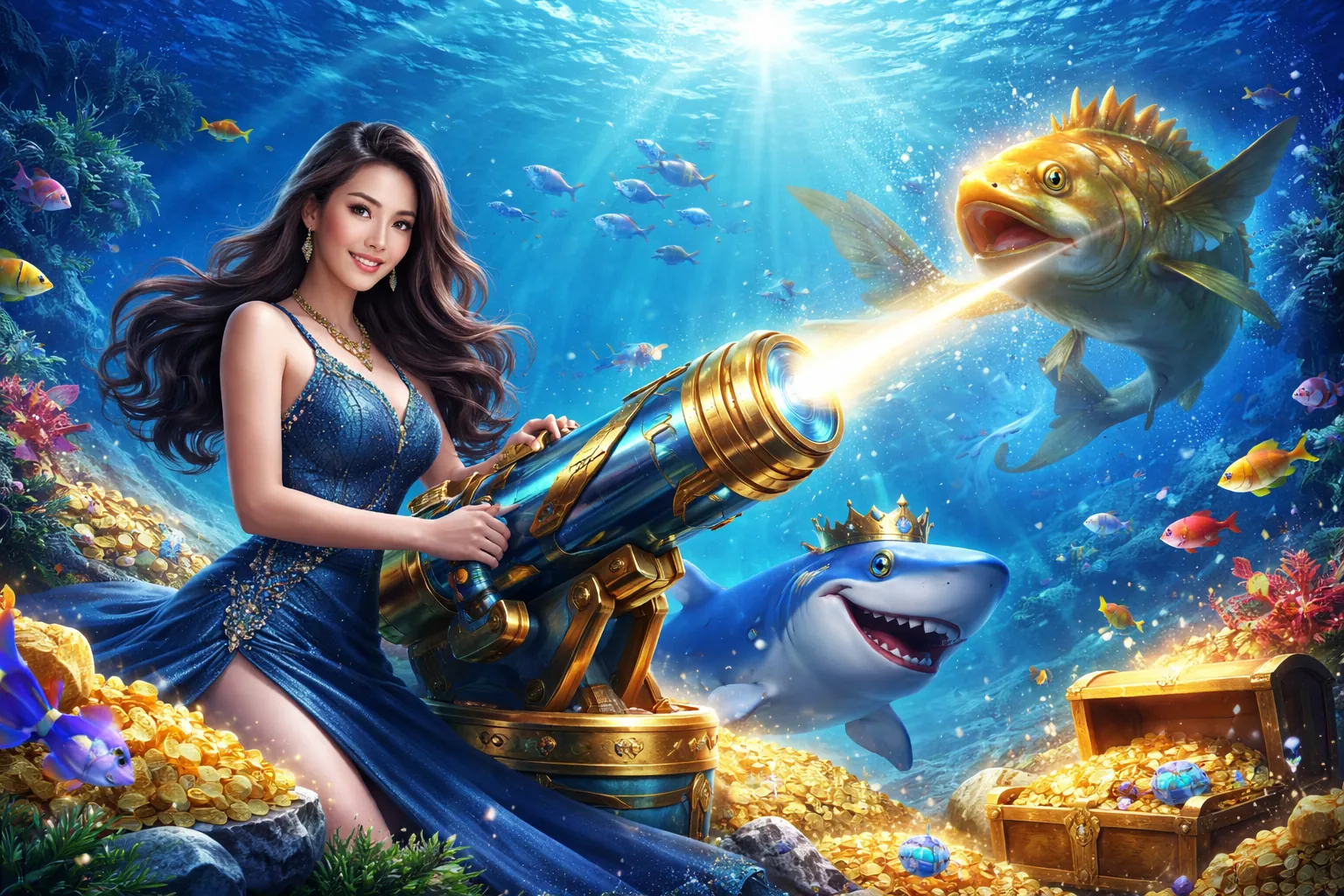 Hình ảnh đại dương sống động với game bắn cá Suncity 888